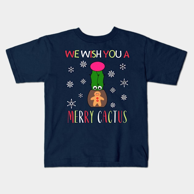 We Wish You A Merry Cactus - Hybrid Cactus In Gingerbread Man Pot Kids T-Shirt by DreamCactus